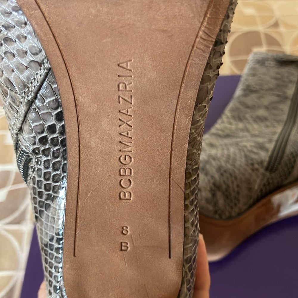 BCBGMaxAzria Snake Print Ankle Boots - Gray - Picture 7 of 8